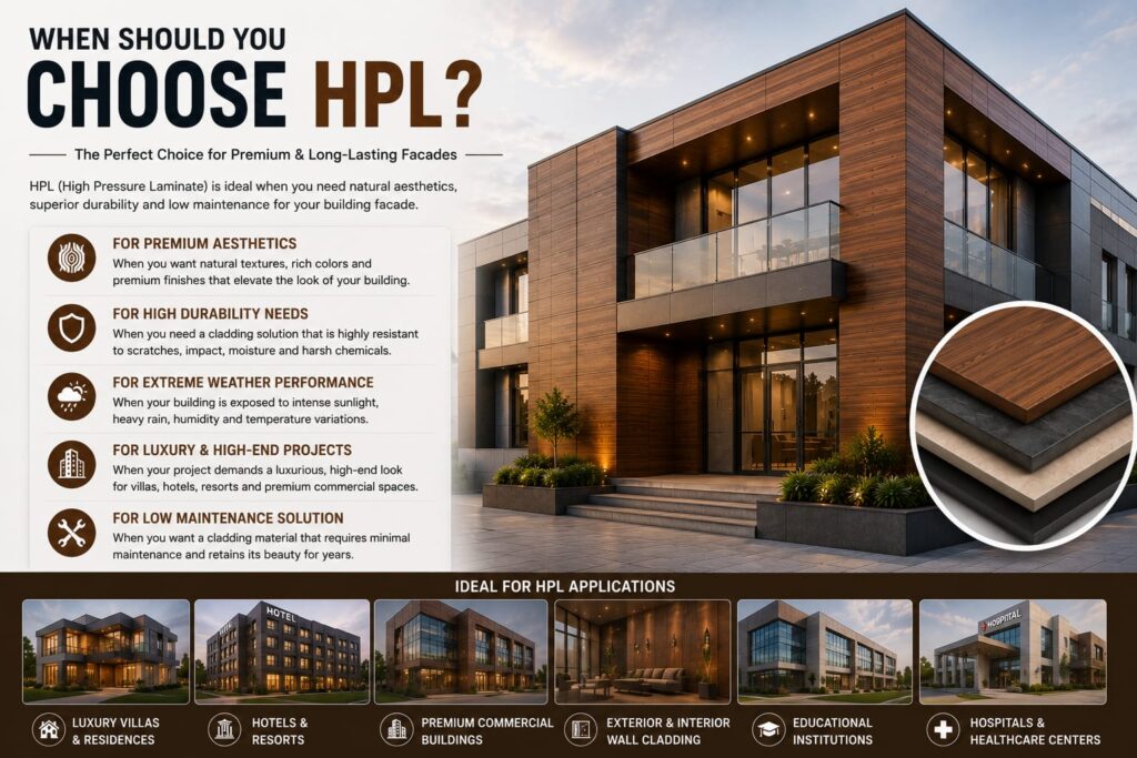 HPL Sheet for luxury residential villas, decorative facades, hotels, and premium commercial buildings.